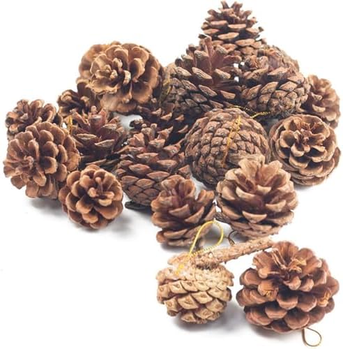 JOHOUSE 18 PCS Hanging Natural Pine Cones Garland Decor