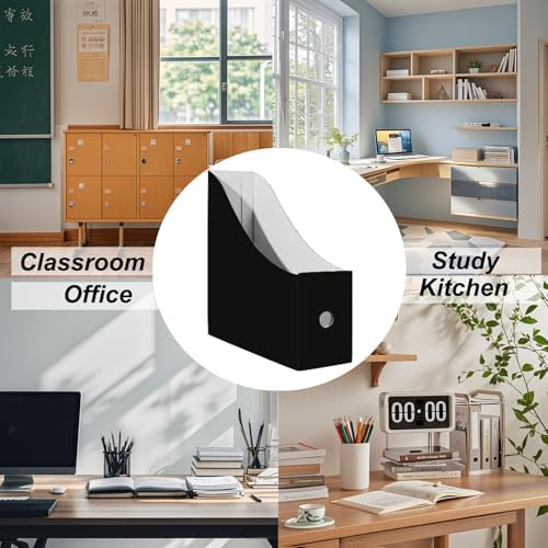 2 Pack Black Cardboard Magazine File Holders for Desktop Storage