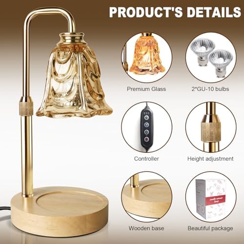 PYZO Flameless Candle Lamp with Timer and Adjustable Height