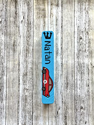Race Car Mezuzah for Kids Wooden Scroll Holder
