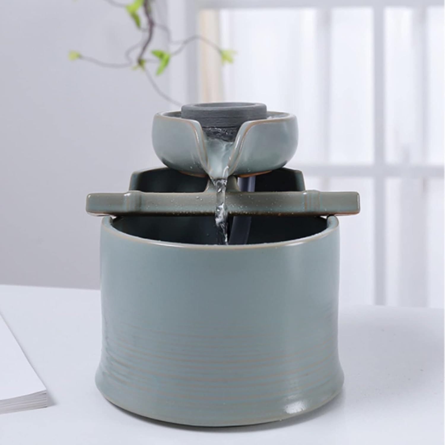 JOYNOW Tabletop Fountain Mini Ceramic Indoor Fountain