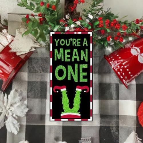12 Inch Youre A Mean One Wooden Christmas Monster Wall Door Hanger