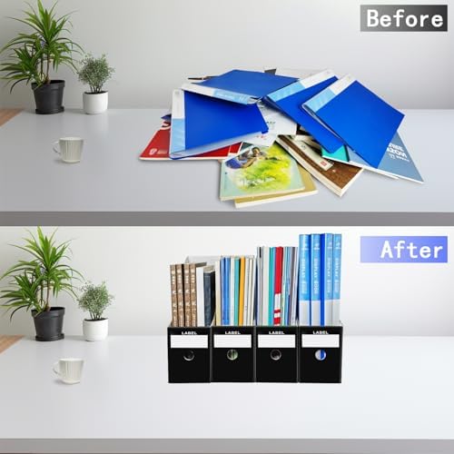 2 Pack Black Cardboard Magazine File Holders for Desktop Storage