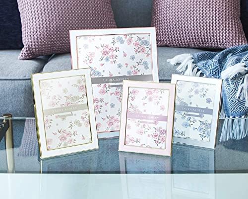 Laura Ashley 4x6 White Enamel Picture Frame with Silver Edges