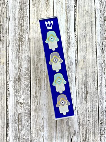 Hamsa Mezuzah Acrylic Aluminum Scroll Case