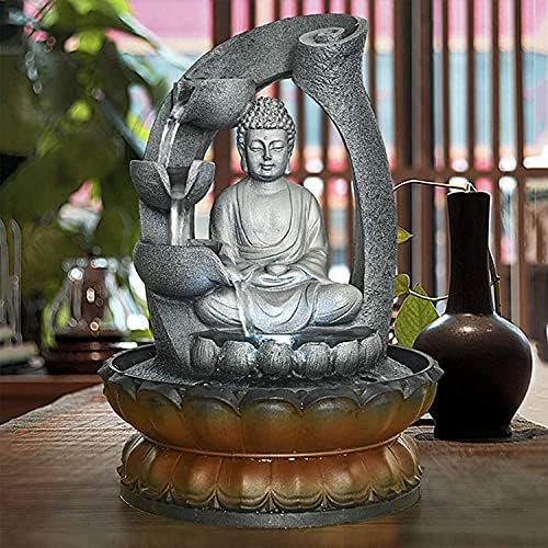 SURPRIZON 118in Buddha Tabletop Waterfall Fountain for Fengshui Meditation and Relaxing Indoor Decoration