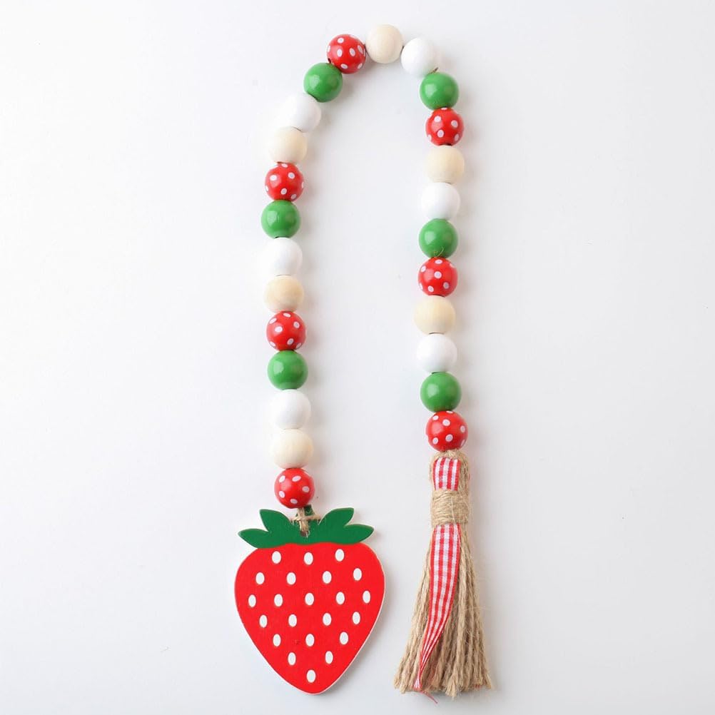 Jojofuny 2pcs Strawberry Beaded Garland Tassels Wall Hanging Decor
