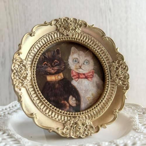 Vintage Round Picture Frame 3x3 Gold