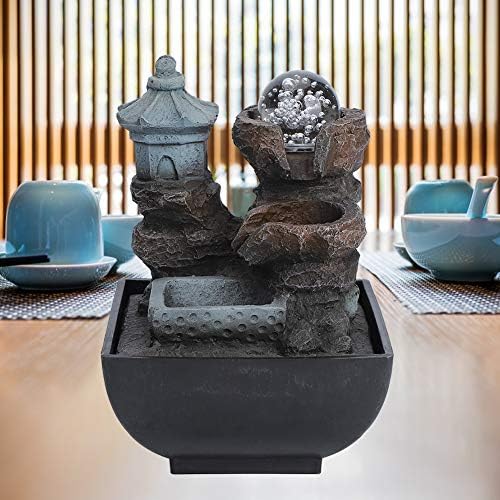 Zerodis Water Fountain Indoor LED Tabletop Fountain Decoration Gift