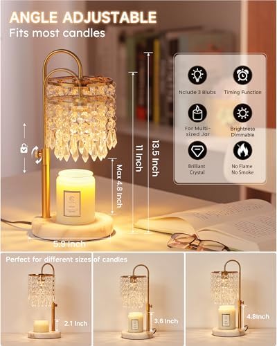 Minimalist Crystal Candle Lamp with Timer and 3 Bulbs
