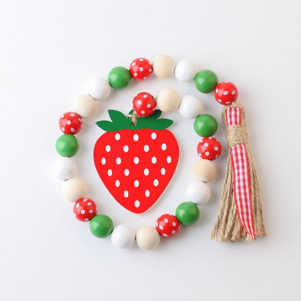 Jojofuny 2pcs Strawberry Beaded Garland Tassels Wall Hanging Decor