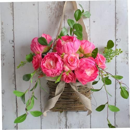 Peony Door Wreath Basket for Front Door Flowers Spring Welcome Decor