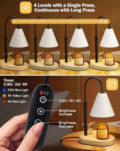 Oak Leaf Adjustable Height Candle Warmer Lamp with Timer and Dimmer