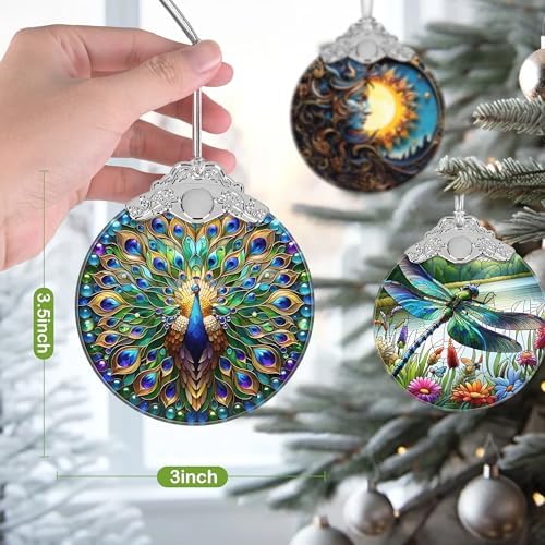 PEMIRSAYO Peacock Stained Glass Christmas Ornament