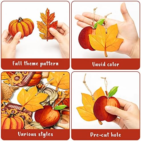 Haooryx 31Pcs Autumn Wooden Hanging Ornaments Set