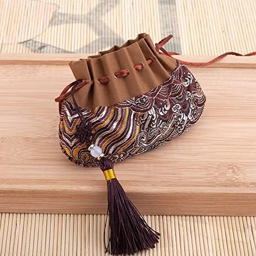4 Pcs Embroidered Seawater Texture Drawstring Gift Bags with Tassel