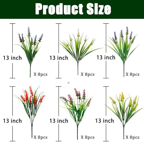 Agusbagli 48 Bundles Artificial Grass Fake Plants for Outdoor Decor