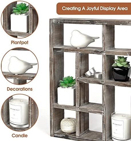 Rustic Multi-Slot Shelf Cube Display 9 Compartment
