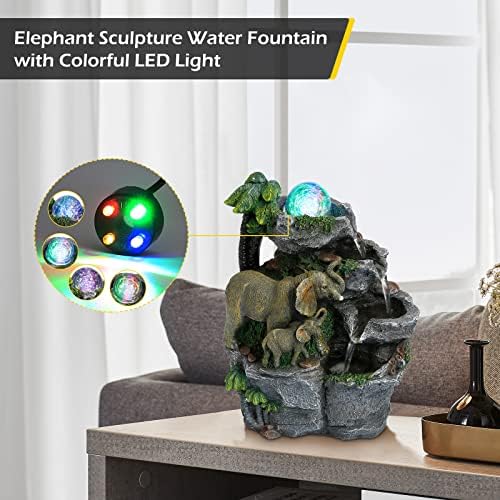 Dyna-Living 2pcs Tabletop Waterfall Fountain with LED Light