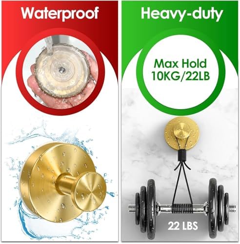 2 Pack Gold Wreath Hanger with 22LB Suction Cup Hooks for Decor