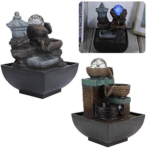 Zerodis Water Fountain Indoor LED Tabletop Fountain Decoration Gift