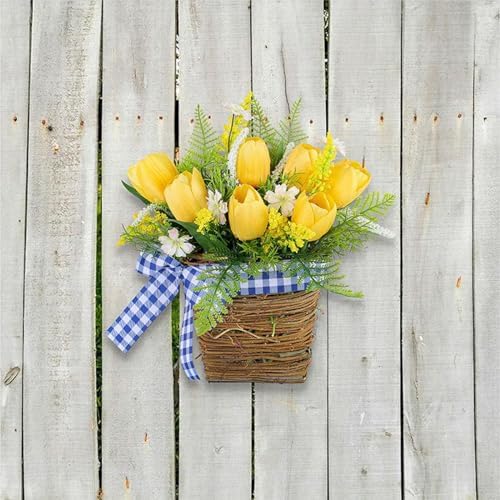 Artificial Hanging Flowers Basket Wreath Decor