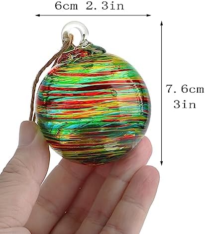 Set of 6 Hand Blown Glass Christmas Ornaments for Garden Patio Window