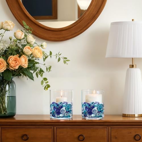 FUTUREPLUSX 5 Lb Blue Mixed Flat Glass Marbles Vase Fillers