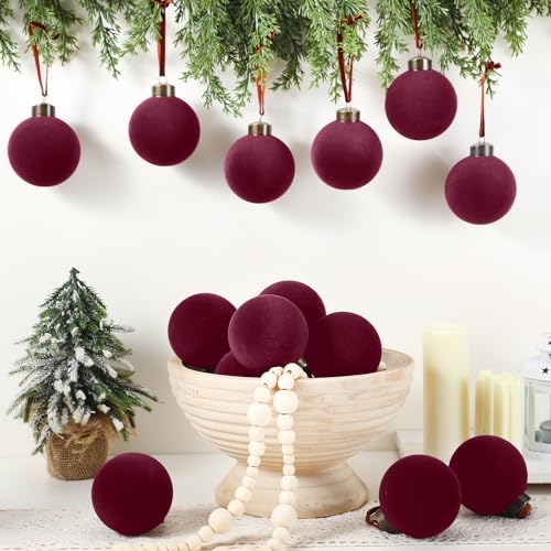 Liliful 15 Pcs Velvet Christmas Balls Decor