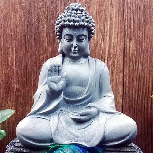 PAVLDSIN Indoor Buddha Tabletop Fountain - Grey Zen Meditation Water Feature