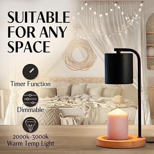 Coyal Flameless Candle Warmer Lamp with Timer and Dimmer - Black Wood