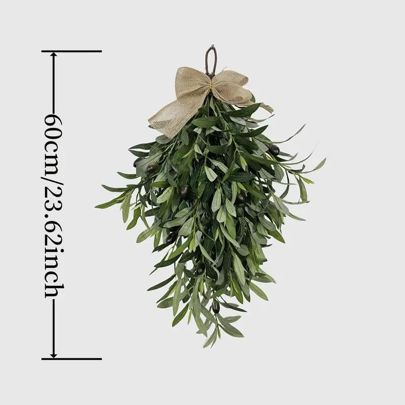 24 Inch Artificial Teardrop Olive Wreath Pendant for Front Door and Wall Decoration