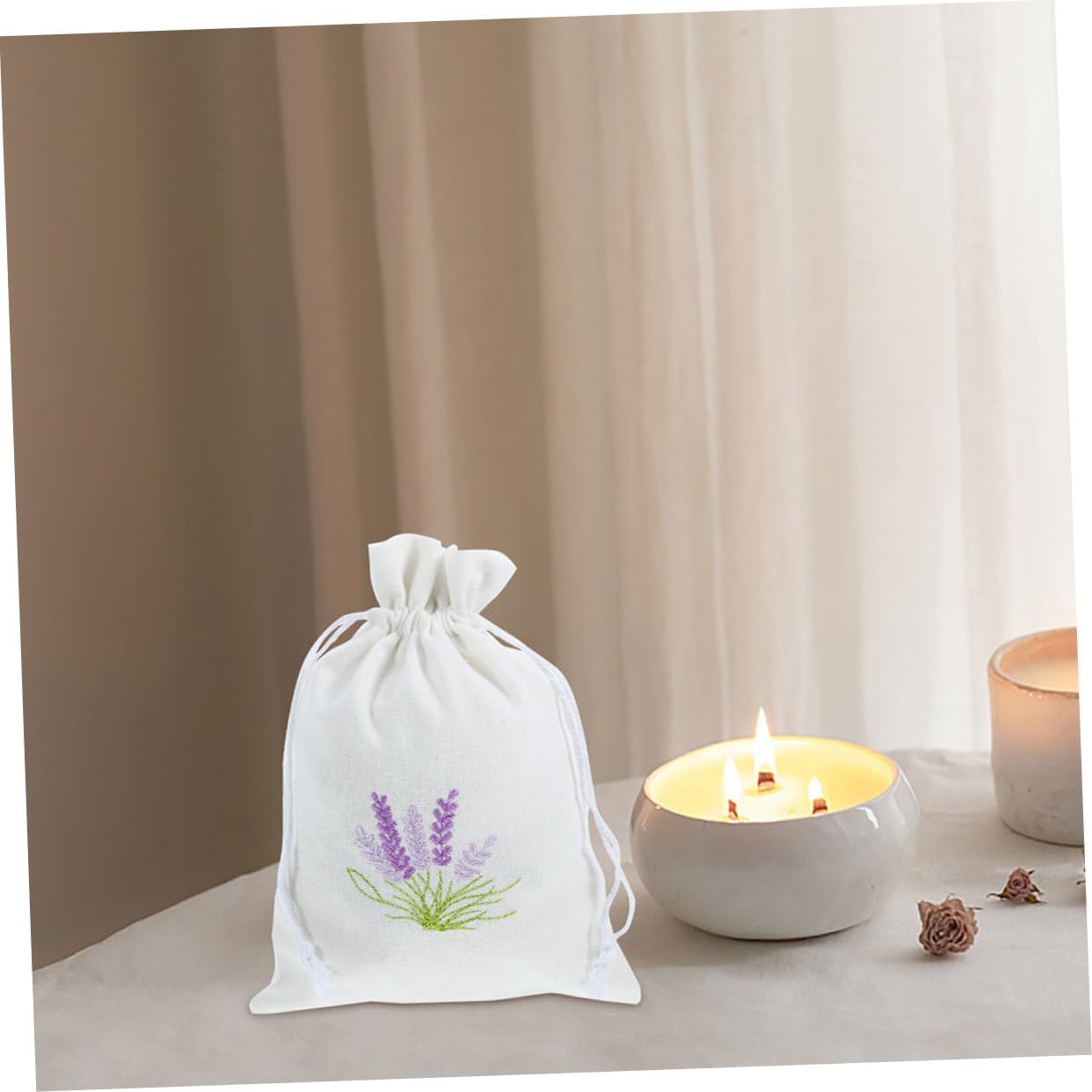 HEALLILY 5pcs Decorative Drawstring Lavender Scented Pouches