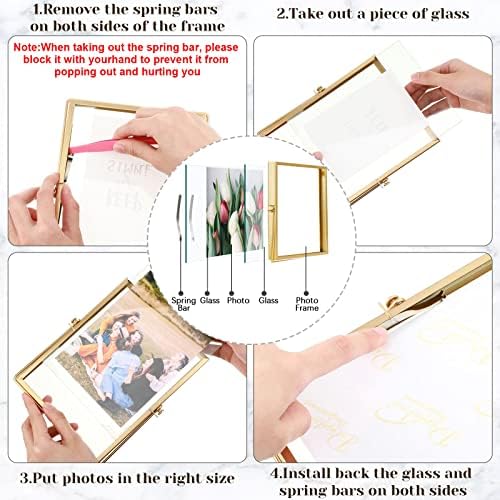 Hoteam 12 Pack 4x6 Inch Floating Frame Glass Photo Frames Gold