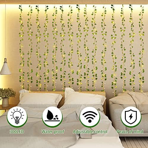 Unittype 15 Pcs LED Ivy Curtain String Light for Bedroom Decor 1