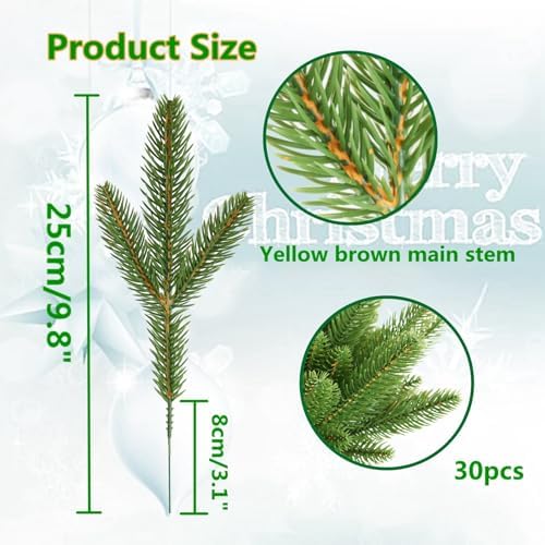 30pcs Artificial Pine Branches for Garland Wreath Christmas Home Decor