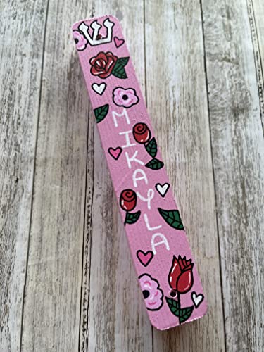 Roses and Hearts Mezuzah Scroll Case