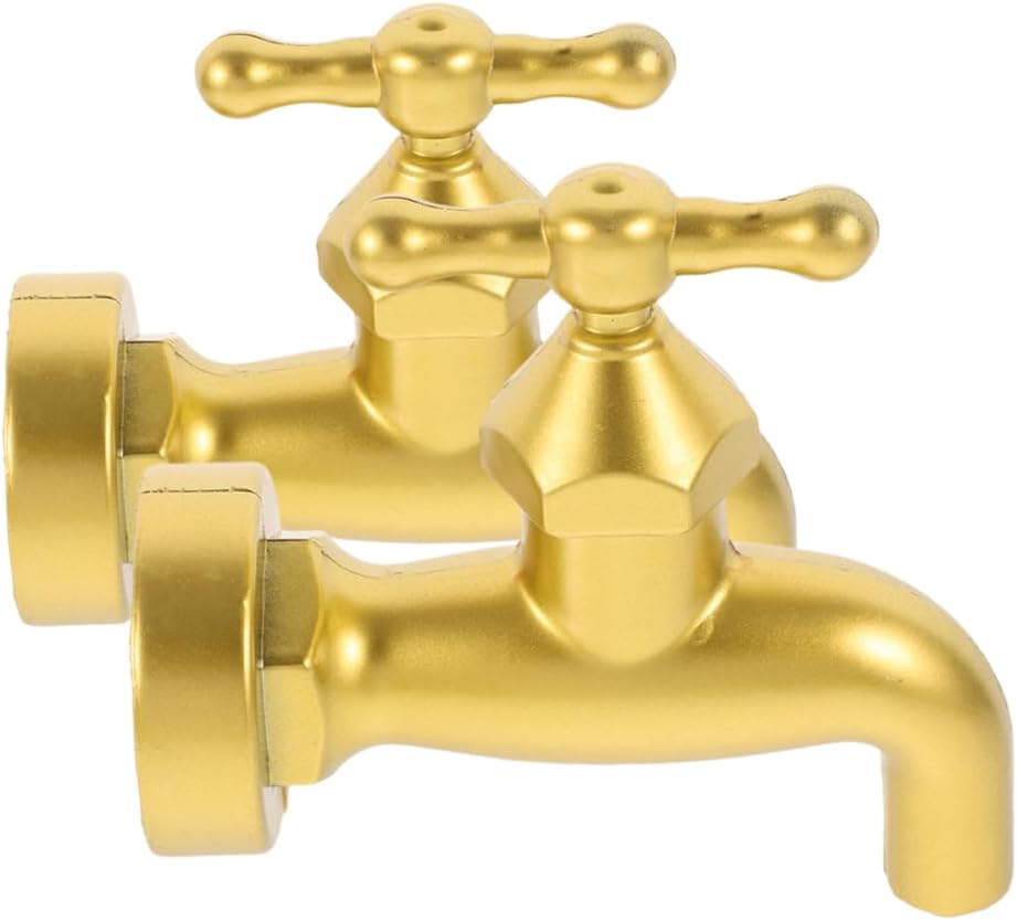 LOGOFUN 2pcs Gold Floating Tap Fountain Desk Decor Kit