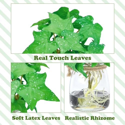 Faux Potted Plants with Realistic Water Glass Vase Decor