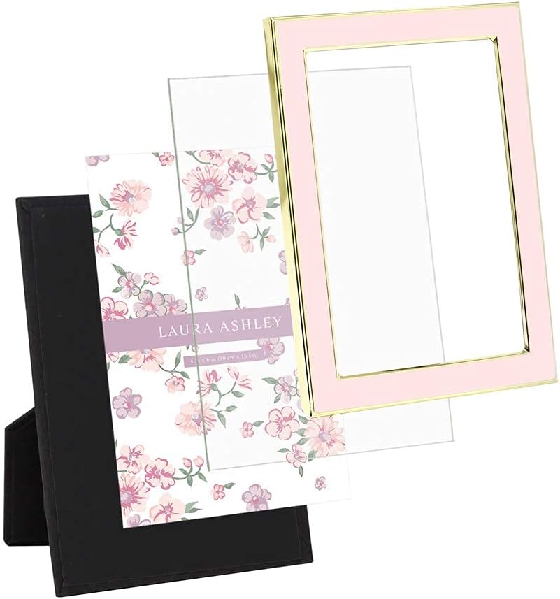 Laura Ashley 4x6 White Enamel Picture Frame with Silver Edges