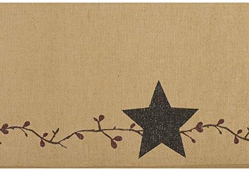 VHC Brands Farmhouse Pip and Star Cotton Kitchen Curtains with Rod Pocket Valance