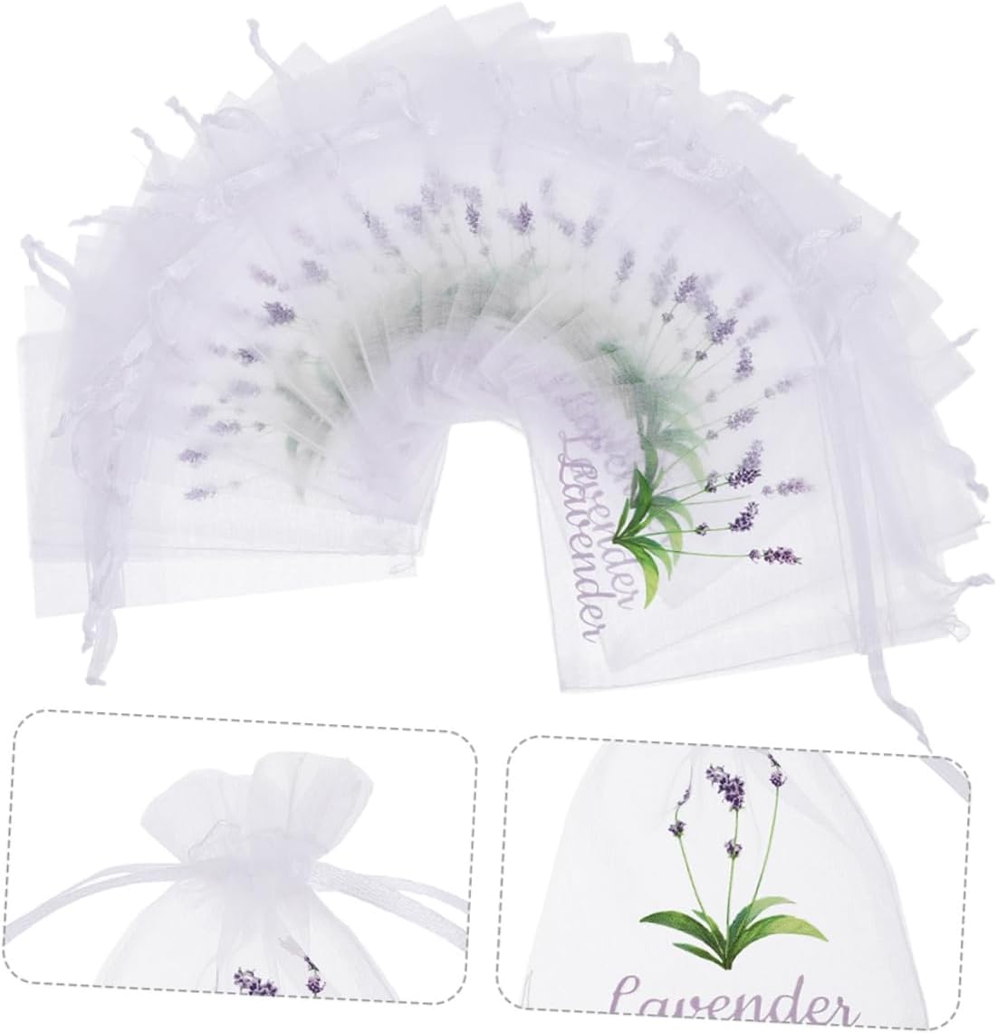 VOSAREA Lavender Dried Sachet Bags 50pcs Drawstring Pouches for Home Fragrance