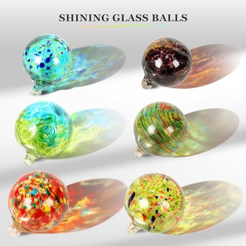 Colorful Hand Blown Glass Hanging Ornaments 6 Pcs