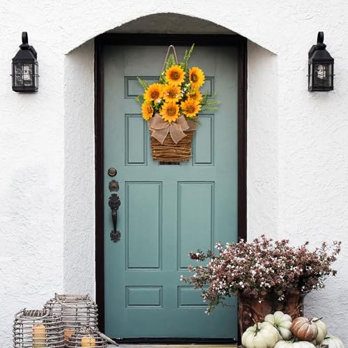 Artificial Sunflower Door Wreath 1732 Inch Yellow Hanging Decor