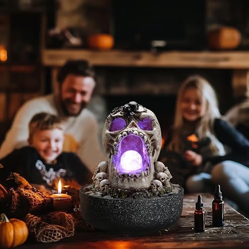 Gothic Skull Water Fountain with LED Light