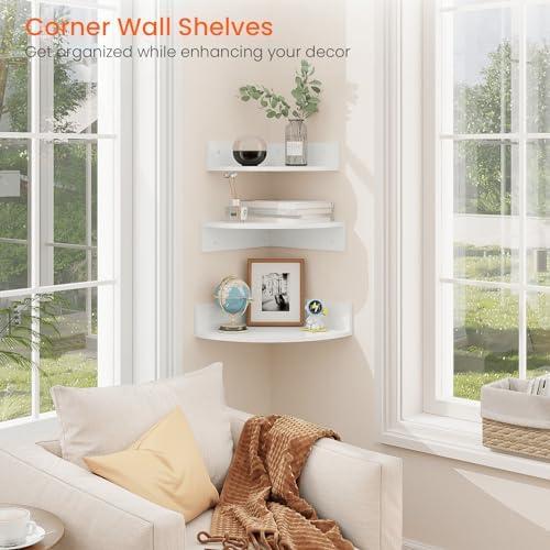 Homode Set of 3 Floating Corner Shelves White
