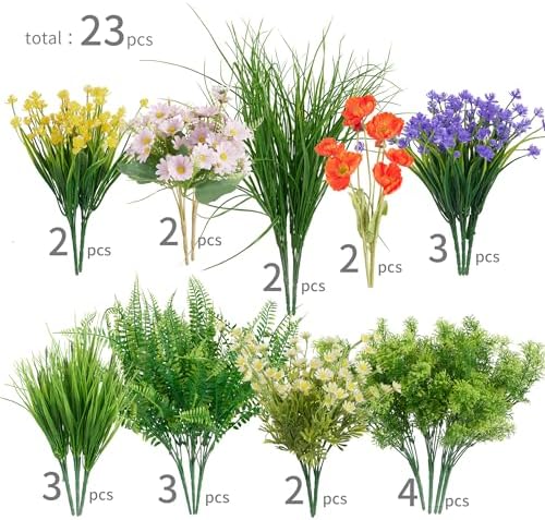 23Pcs UV Resistant Artificial Boxwood Plants for Home and Garden Decor