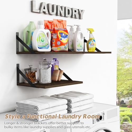 Forbena 12 Inch Deep Floating Shelves Set of 3 Heavy Duty Wall Shelves for Kitchen Storage