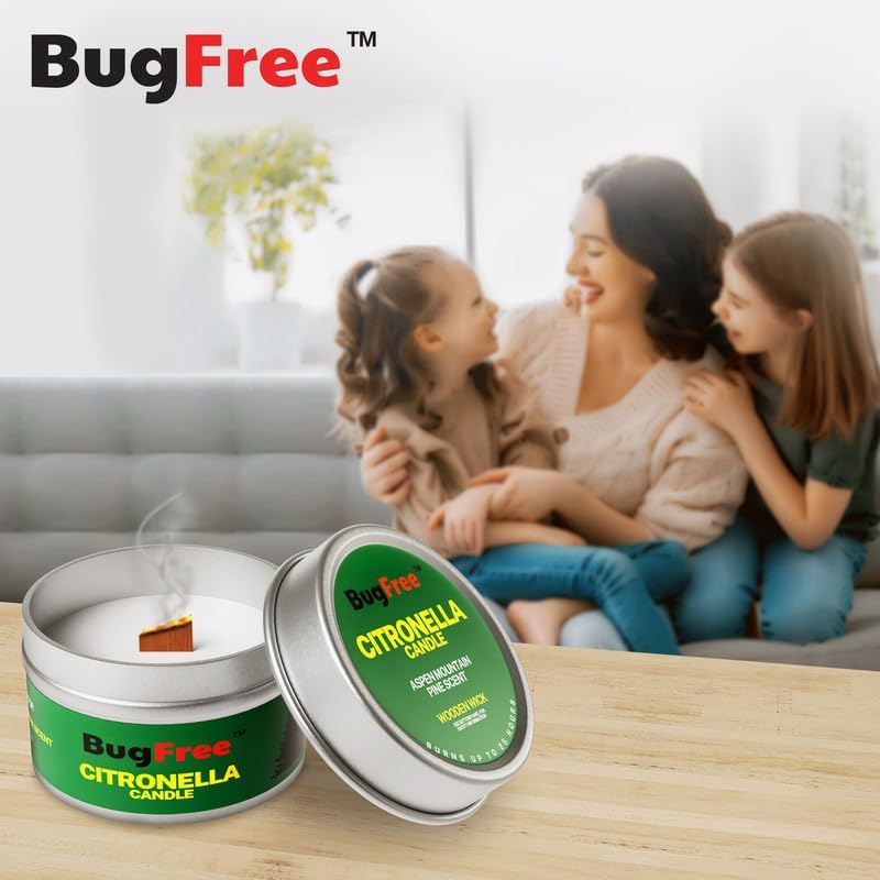 BugFree Citronella Candles Pine Scented 25 Hour Burn 2 Pack