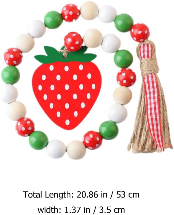 Jojofuny 2pcs Strawberry Beaded Garland Tassels Wall Hanging Decor